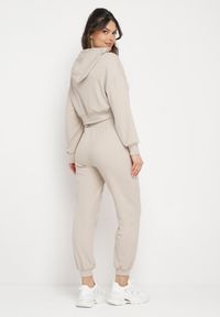 Born2be - Beżowy Komplet Dresowy Bluza z Kapturem i Spodnie Joggery Famiana. Kolor: beżowy. Materiał: dresówka #7