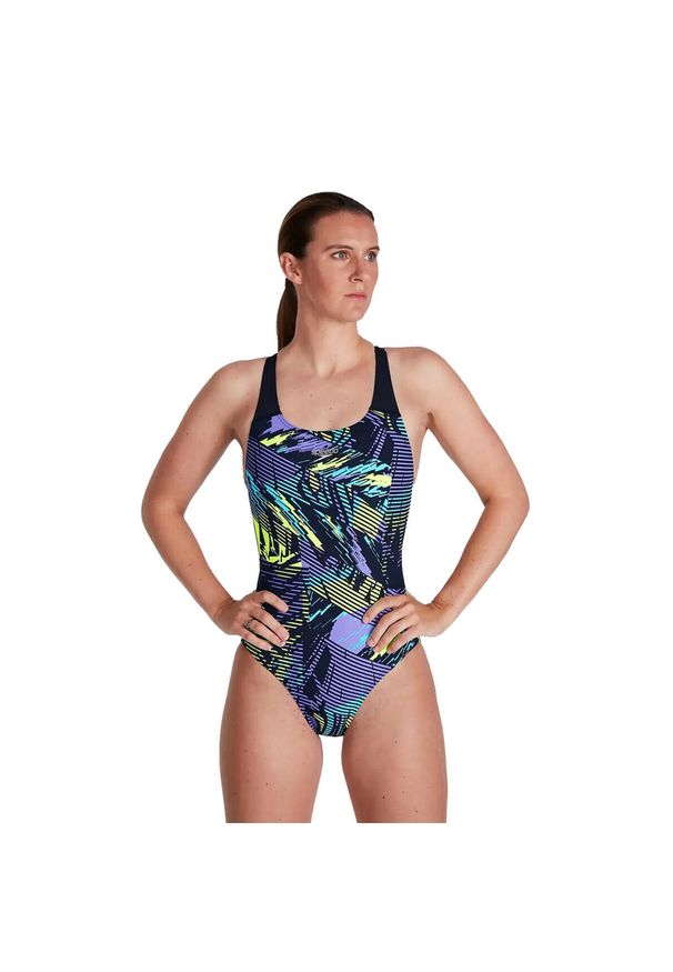 Strój Kąpielowy Speedo Powerback – Granatowo-żółty – Rozmiar 28. Kolor: czarny