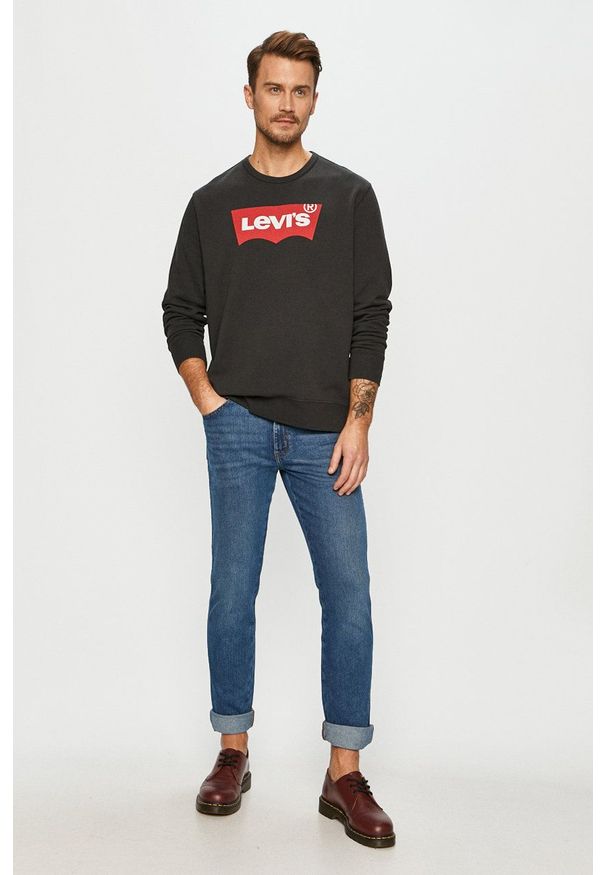 Levi's® - Levi's - Bluza bawełniana. Okazja: na spotkanie biznesowe, na co dzień. Kolor: szary. Materiał: bawełna. Wzór: nadruk. Styl: casual, biznesowy