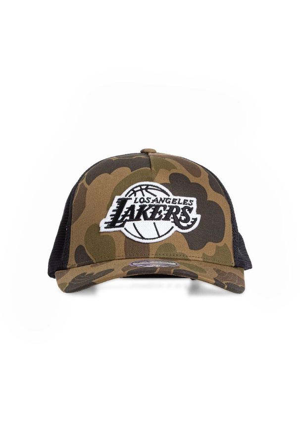 Mitchell & Ness - Czapka Los Angeles Lakers duck camo 110. Kolor: zielony, brązowy, wielokolorowy. Styl: sportowy