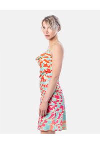 COSEL - Sukienka mini z printem Seychelles. Kolor: niebieski. Materiał: materiał, satyna. Długość rękawa: na ramiączkach. Wzór: nadruk. Sezon: lato. Długość: mini