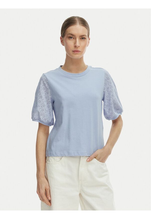 Vero Moda Bluzka Janni 10340706 Błękitny Regular Fit. Kolor: niebieski. Materiał: bawełna