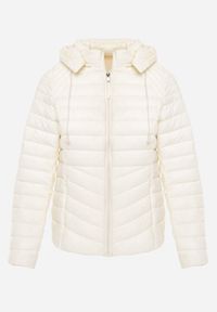 Renee - Jasnobeżowa Przejściowa Kurtka Pikowana z Kapturem z Możliwością Odpięcia Pretiga. Okazja: na spacer. Typ kołnierza: kaptur. Kolor: beżowy. Materiał: nylon, jeans #2