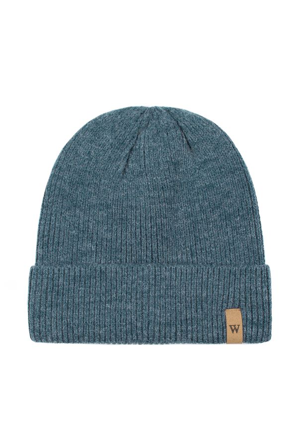 Wittchen - Męska czapka zimowa klasyczna ciemnoniebieska. Kolor: niebieski. Materiał: wełna. Wzór: aplikacja. Sezon: zima. Styl: klasyczny