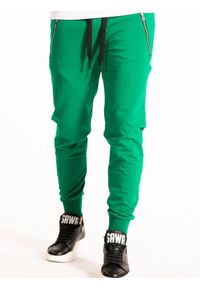 Takeshy Kurosawa Spodnie "Jogg Base" | 82973 | Jogg Base | Mężczyzna | Zielony. Okazja: na co dzień. Kolor: zielony. Materiał: bawełna, elastan. Styl: casual