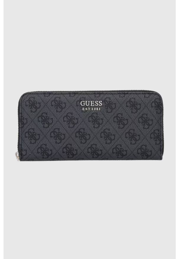 Guess - GUESS Czarny portfel damski Brenton. Kolor: czarny. Materiał: skóra ekologiczna