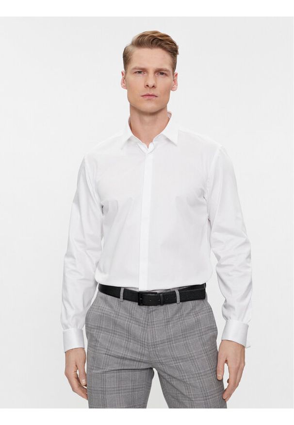 Hugo Koszula Kennew 50508549 Biały Slim Fit. Kolor: biały. Materiał: bawełna