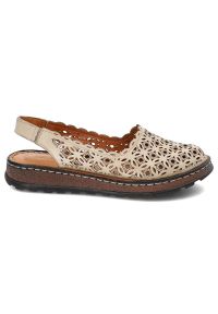 Beżowe Sandały Artiker Skórzane Buty Damskie. Zapięcie: bez zapięcia. Kolor: beżowy. Materiał: skóra. Wzór: ażurowy. Styl: elegancki #8