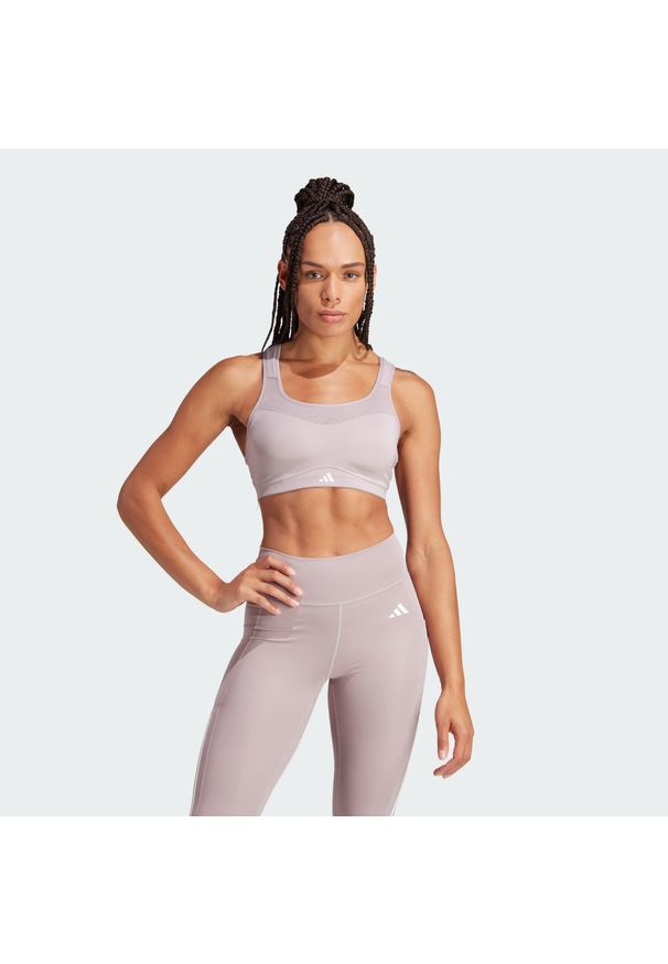 Adidas - Biustonosz TLRD Impact Training High-Support. Kolor: fioletowy, różowy, wielokolorowy. Materiał: materiał. Sport: fitness