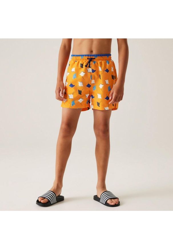 Regatta - Skander III dziecięce szorty kąpielowe. Kolor: pomarańczowy. Materiał: poliester, mikrofibra