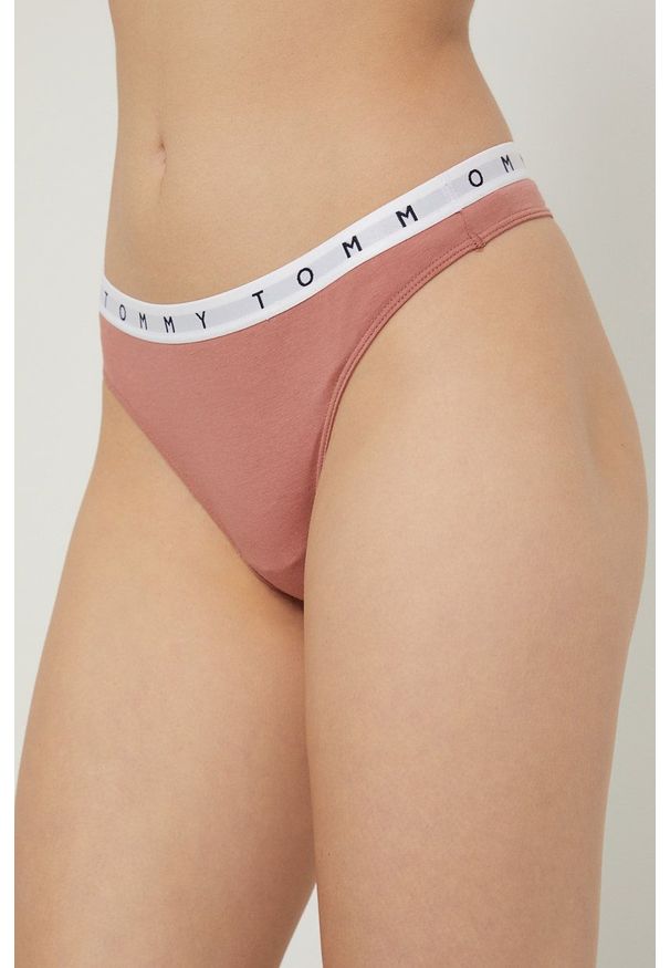 TOMMY HILFIGER - Tommy Hilfiger stringi (3-pack) kolor różowy. Kolor: różowy