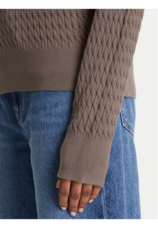 TOMMY HILFIGER - Tommy Hilfiger Sweter Fine WW0WW44993 Brązowy Regular Fit. Kolor: brązowy. Materiał: bawełna