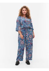 Zizzi Bluzka V00040E Niebieski Loose Fit. Kolor: niebieski. Materiał: wiskoza #3