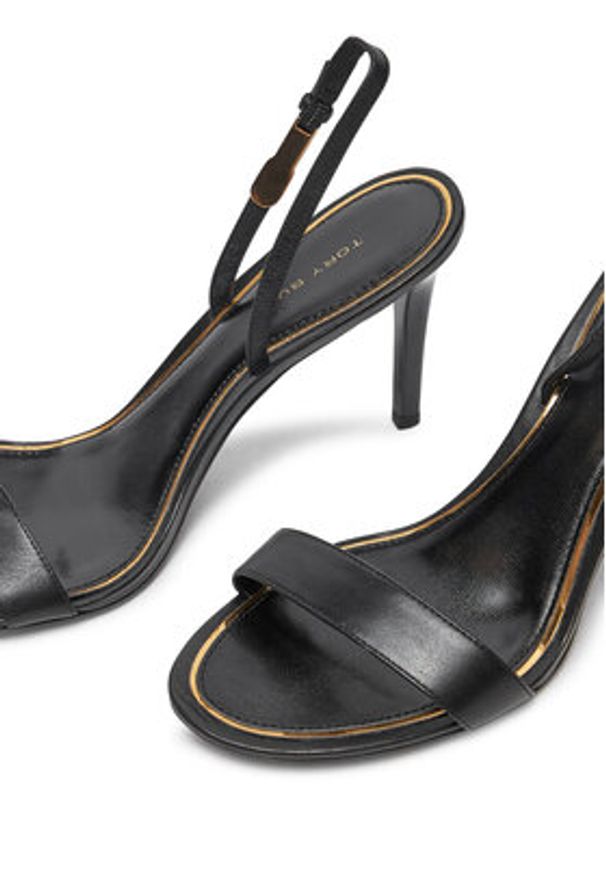 Tory Burch Sandały Double T Buckle 160240 Czarny. Kolor: czarny. Materiał: skóra