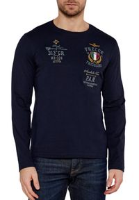 Aeronautica Militare - AERONAUTICA MILITARE Granatowy męski longsleeve, Rozmiar 3XL. Kolor: niebieski. Długość rękawa: długi rękaw #4