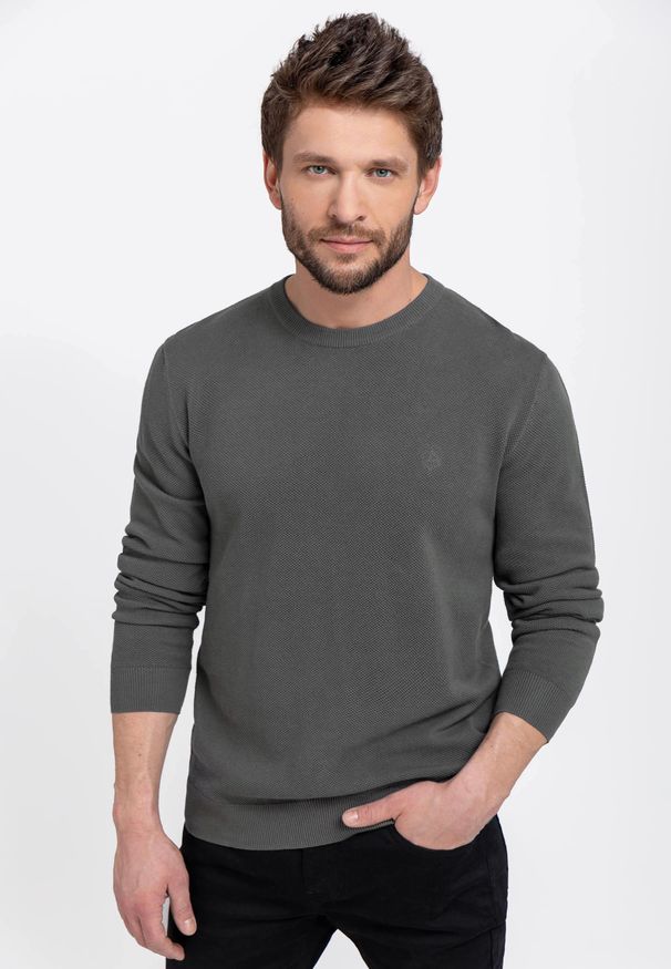 Volcano - Bawełniany sweter S-MIKO. Okazja: na co dzień, do pracy. Materiał: bawełna. Styl: klasyczny, casual