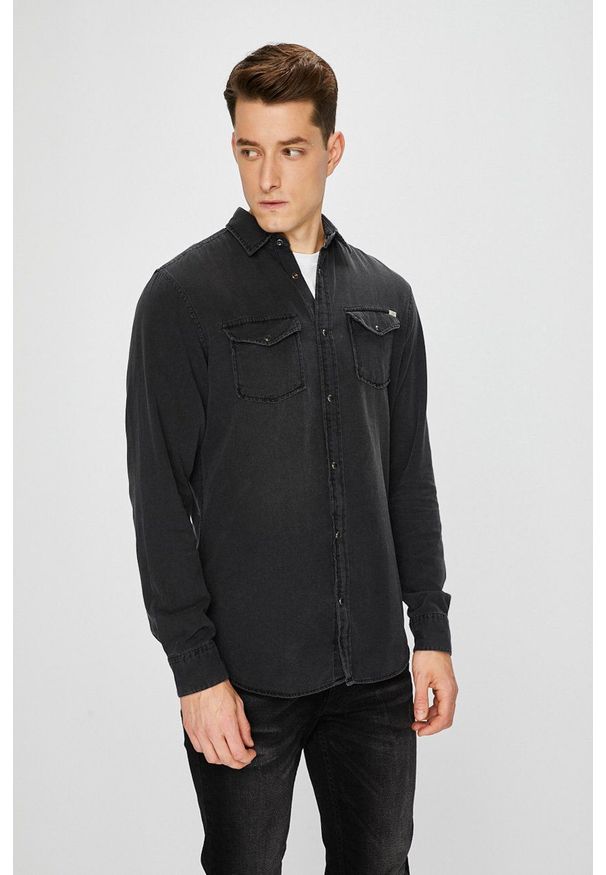 Jack & Jones - Koszula. Okazja: na co dzień. Typ kołnierza: kołnierzyk klasyczny. Kolor: szary. Materiał: tkanina. Styl: klasyczny, casual