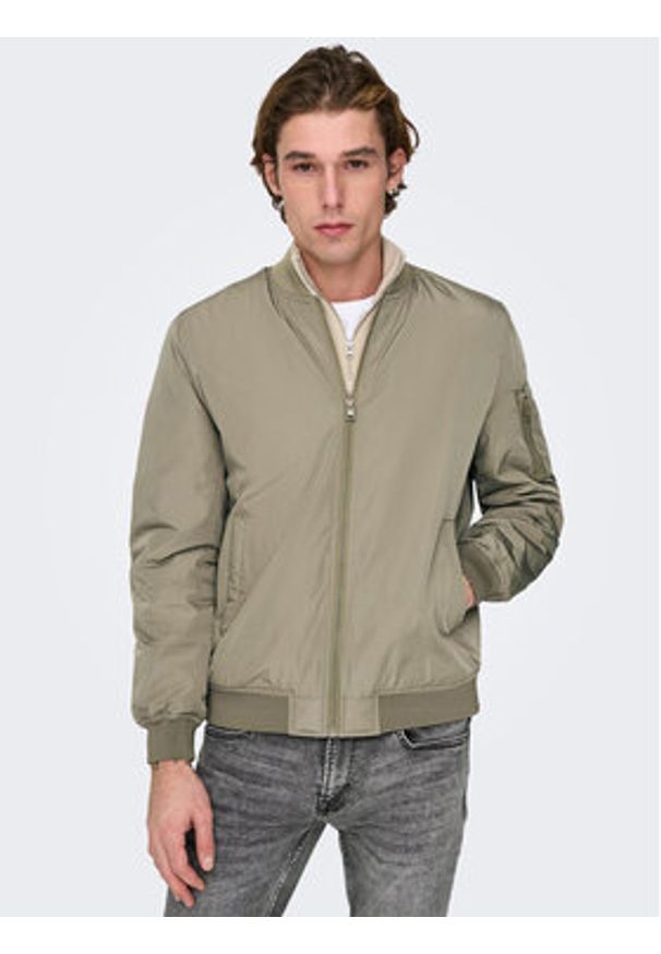Only & Sons Kurtka bomber Joshua 22023287 Beżowy Regular Fit. Kolor: beżowy. Materiał: syntetyk