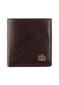 Wittchen - Damski portfel skórzany z herbem na zatrzask brązowy. Kolor: brązowy. Materiał: skóra #1