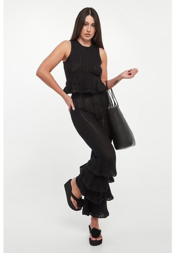 Twinset Milano - Top damski ażurowy TWINSET. Wzór: ażurowy