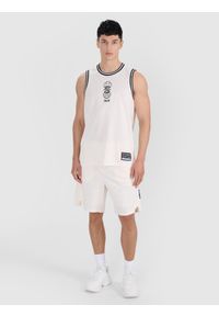 4f - 4F Spodenki do koszykówki szybkoschnące męskie - białe XL. Kolor: biały. Materiał: syntetyk, dzianina, materiał. Długość: krótkie. Wzór: ażurowy. Sport: koszykówka #1