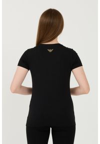 EA7 Emporio Armani - EA7 Czarny damski t-shirt z cyrkoniami, Rozmiar M. Kolor: czarny #7