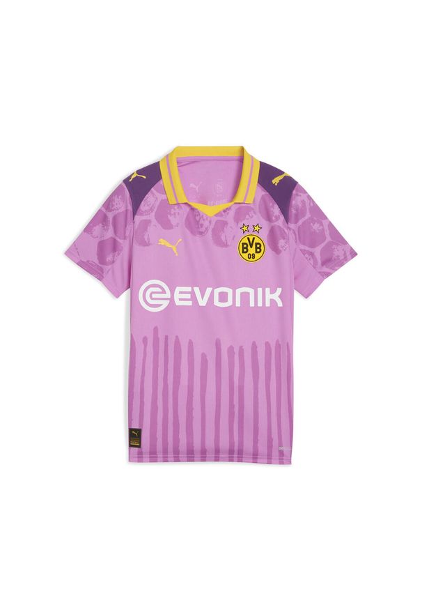 Puma - Młodzieżowa koszulka KIDSUPER × BORUSSIA DORTMUND PUMA. Kolor: różowy. Wzór: geometria, kolorowy