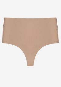 Born2be - Ciemnobeżowe Majtki Bezszwowe z Wysokim Stanem Koliane. Stan: podwyższony. Kolor: beżowy. Materiał: jeans