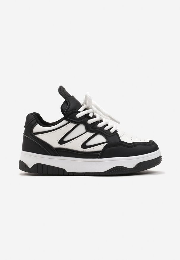 Born2be - Czarno-Białe Sneakersy na Grubej Podeszwie z Wstawkami Kalidras. Kolor: czarny