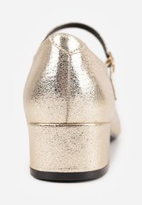 Born2be - Złote Czółenka na Obcasie w Stylu Mary Jane ze Sprzączką Kareoma. Zapięcie: sprzączka. Kolor: złoty. Obcas: na obcasie. Styl: elegancki, klasyczny, wizytowy. Wysokość obcasa: średni #6