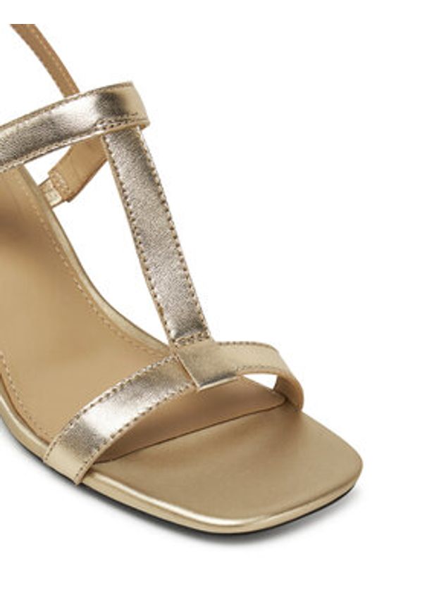 TOMMY HILFIGER - Tommy Hilfiger Sandały Leather Block Heel Sandal Metal FW0FW08590 Złoty. Kolor: złoty. Materiał: skóra