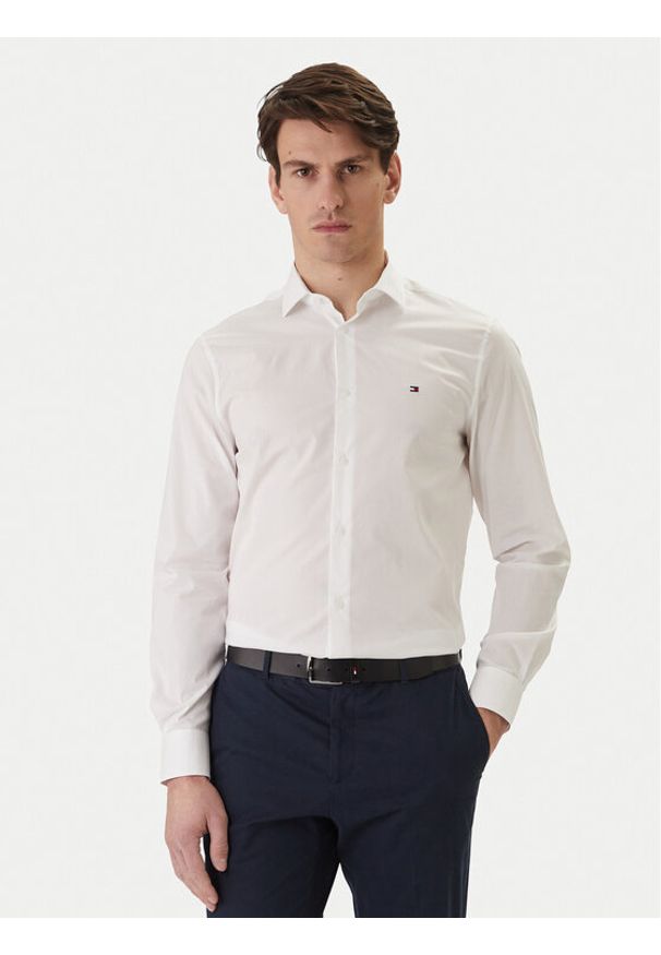 TOMMY HILFIGER - Tommy Hilfiger Koszula MW0MW38347 Biały Slim Fit. Kolor: biały. Materiał: bawełna