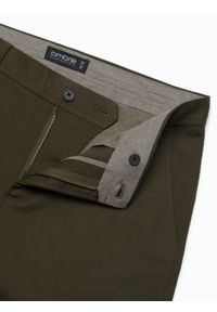 Ombre Clothing - Spodnie męskie chino SLIM FIT z delikatną teksturą - ciemnooliwkowe V4 OM-PACP-0190 - XXL. Kolor: oliwkowy. Materiał: materiał, bawełna #3