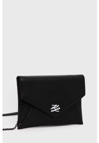 Karl Lagerfeld Kopertówka skórzana kolor czarny. Kolor: czarny. Wzór: nadruk. Materiał: skórzane. Rodzaj torebki: na ramię #5