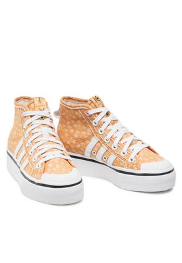 Adidas - adidas Sneakersy Disney Nizza Platform Mid GZ1657 Pomarańczowy. Kolor: pomarańczowy. Materiał: materiał. Wzór: motyw z bajki. Obcas: na platformie