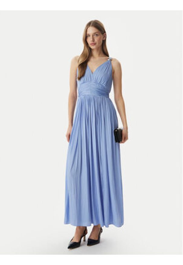 Morgan Sukienka wieczorowa 261-RLOUNA Niebieski Regular Fit. Kolor: niebieski. Materiał: syntetyk. Styl: wizytowy