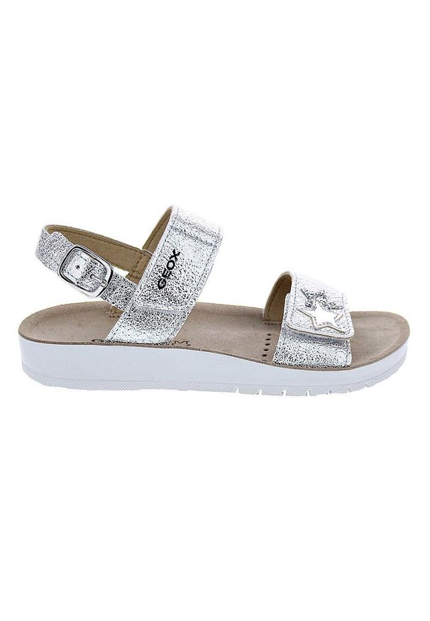 Geox - Sandały GEOX J SANDAL COSTAREI GI Srebrny. Kolor: szary. Materiał: syntetyk, skóra. Sport: turystyka piesza