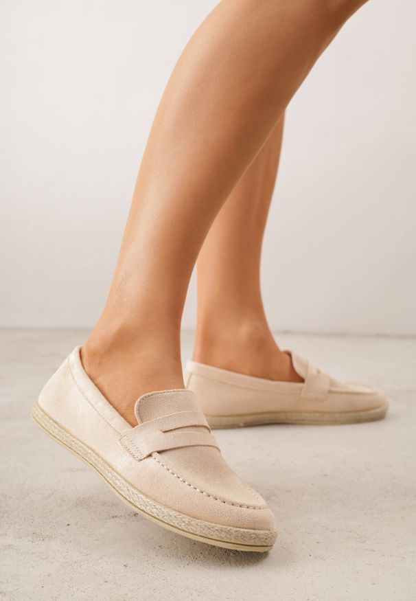 Born2be - Beżowe Mokasyny Ozdobione Plecionką Fennata. Kolor: beżowy. Wzór: aplikacja. Styl: boho, klasyczny