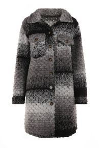 Born2be - Szary Płaszcz Wełniany Yoralin. Kolor: szary. Materiał: wełna. Długość rękawa: długi rękaw. Długość: długie. Wzór: gradientowy, ze splotem. Sezon: jesień. Styl: vintage #2