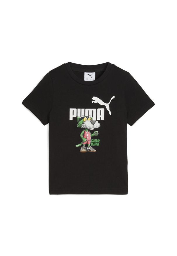 Puma - Dziecięca koszulka Super PUMA z grafiką PUMA Black. Kolor: czarny. Sport: joga i pilates