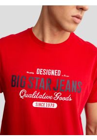 Big-Star - Koszulka męska bawełniana z nadrukiem czerwona Messeret 603. Okazja: na co dzień. Kolor: czerwony. Materiał: bawełna. Wzór: nadruk. Styl: casual, klasyczny #2