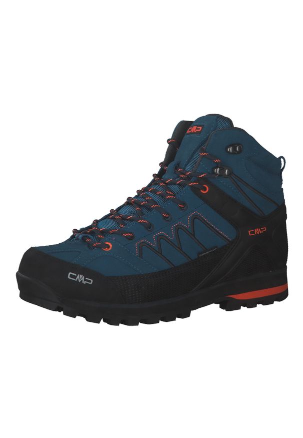 Buty trekkingowe męskie CMP Moon Mid WP. Kolor: wielokolorowy, niebieski, szary. Materiał: zamsz, skóra, materiał, syntetyk, guma. Sport: turystyka piesza