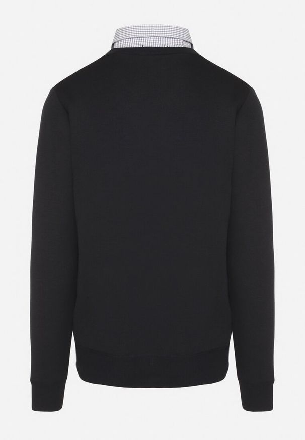 Born2be - Granatowy Sweter z Wełną i Koszulowym Kołnierzykiem Espirra. Okazja: na spotkanie biznesowe, do pracy, na co dzień. Typ kołnierza: kołnierzyk koszulowy. Kolor: niebieski. Materiał: wełna. Styl: biznesowy, casual, elegancki