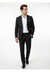 Taliowany Garnitur na Wesele lub Studniówkę - Casino - Ciemny Granat. Materiał: wiskoza, poliester. Wzór: gładki #3