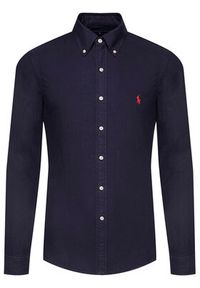 Polo Ralph Lauren Koszula Bsr 710723610 Granatowy Slim Fit. Typ kołnierza: polo. Kolor: niebieski. Materiał: bawełna