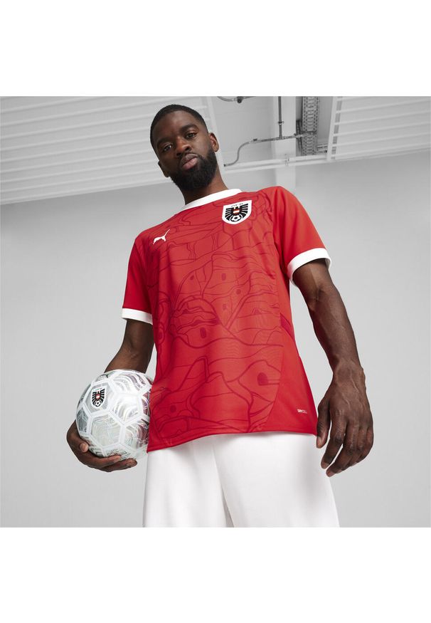 Puma - Męska, domowa koszulka reprezentacji Austrii w piłce nożnej 2024 PUMA. Kolor: czerwony. Sport: piłka nożna