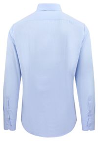 Delikatnie Wyszczuplana (Slim) Męska Koszula - Lanier - Błękit, Faktura w Jodełkę. Kolor: niebieski. Materiał: poliester, bawełna. Wzór: jodełka. Styl: sportowy, klasyczny #2