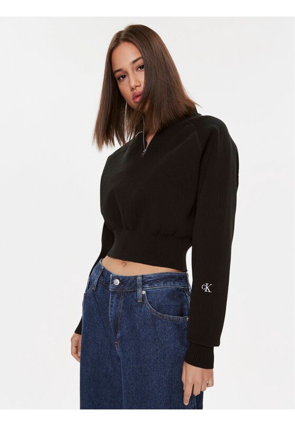 Calvin Klein Jeans Sweter J20J221967 Czarny Regular Fit. Kolor: czarny. Materiał: syntetyk