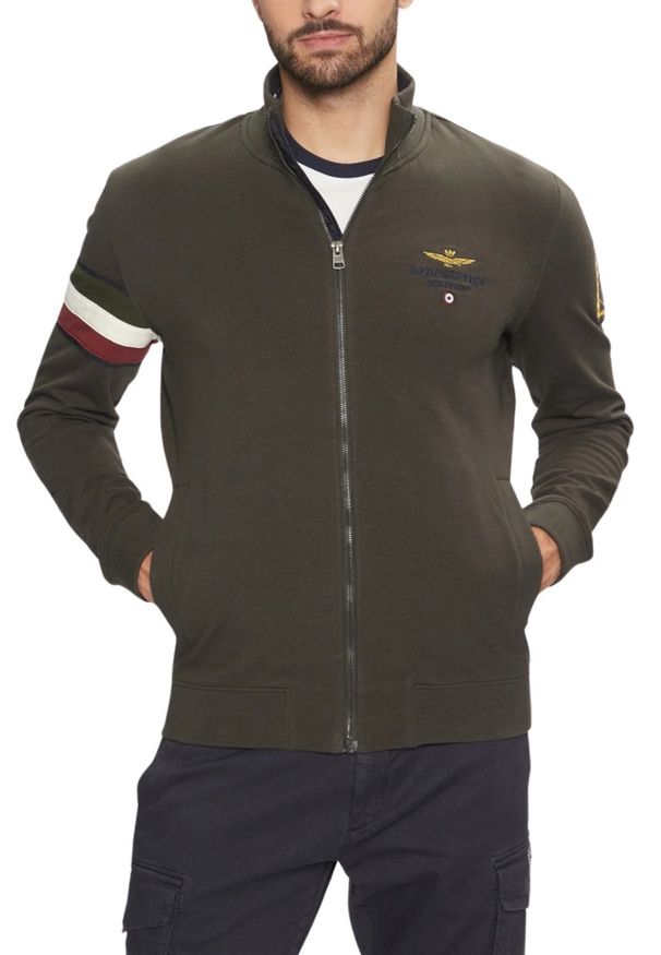 Aeronautica Militare - AERONAUTICA MILITARE Szarozielona bluza męska With Tricolor Insert. Kolor: zielony