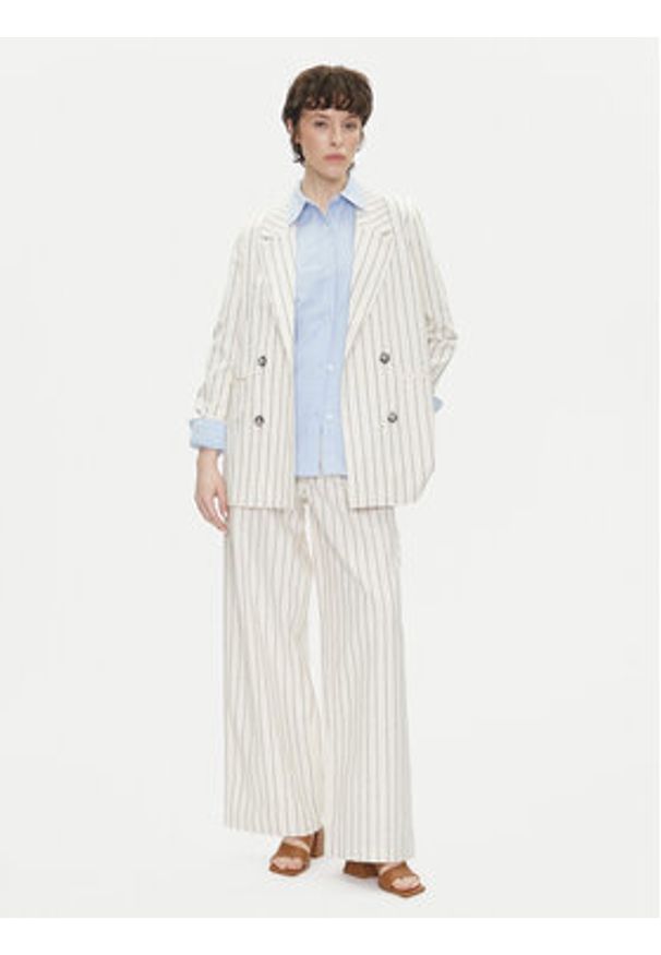 Pepe Jeans Spodnie materiałowe Herly PL211806 Beżowy Wide Leg. Kolor: beżowy. Materiał: bawełna